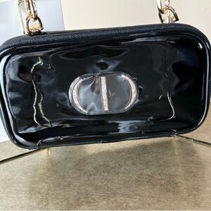 Dior Black Patent Leather Clutch with Gold Accents